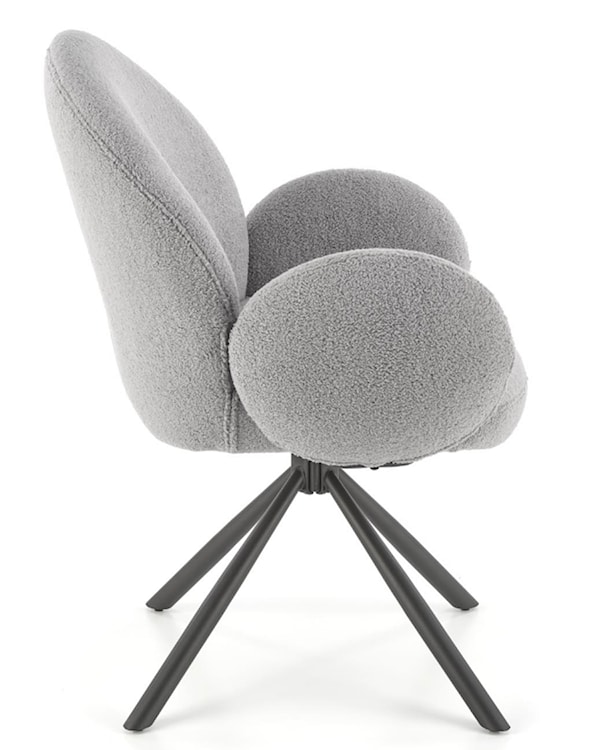 Krzesło tapicerowane Feetry z podłokietnikami w tkaninie boucle szare  - zdjęcie 5