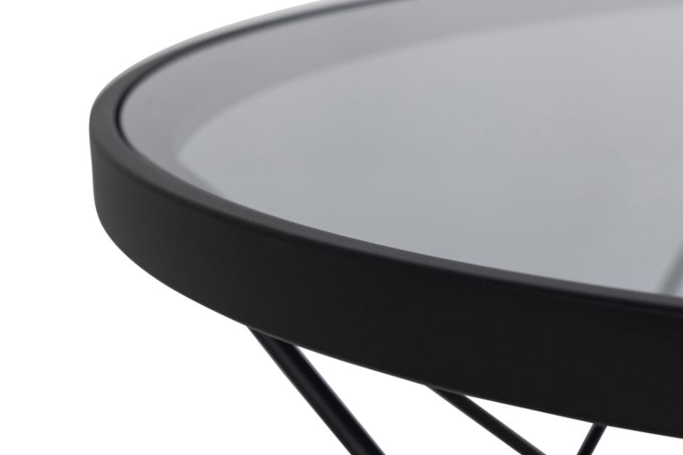 Stolik kawowy Readra okrągły czarny z dymionym szklanym blatem   - zdjęcie 4