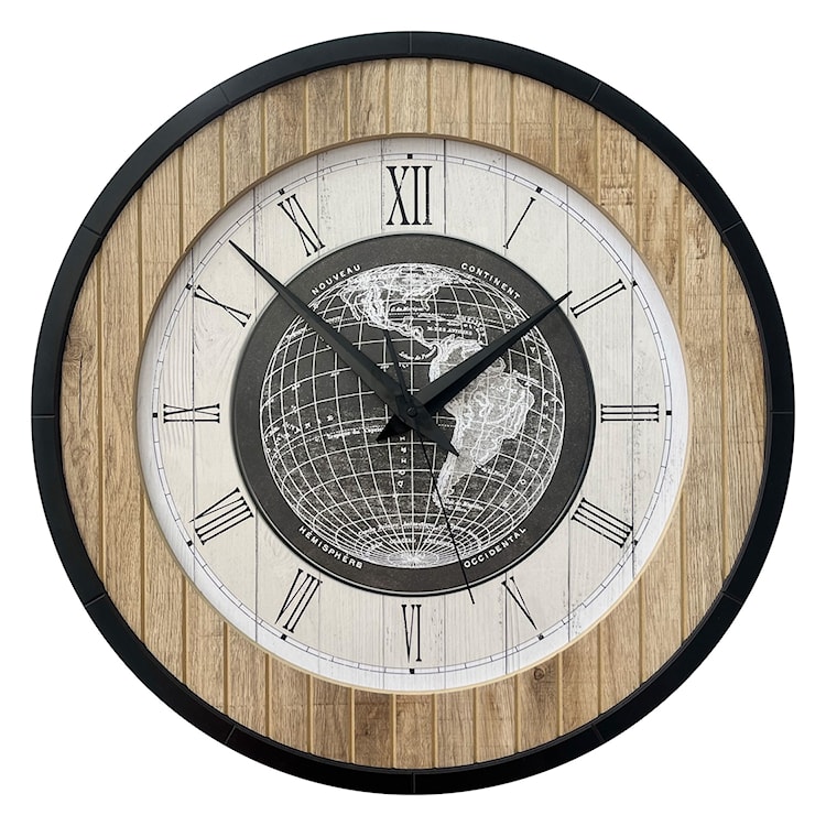 Zegar ścienny Relatise średnica 57 cm dąb/czarny/biały cyfry rzymskie