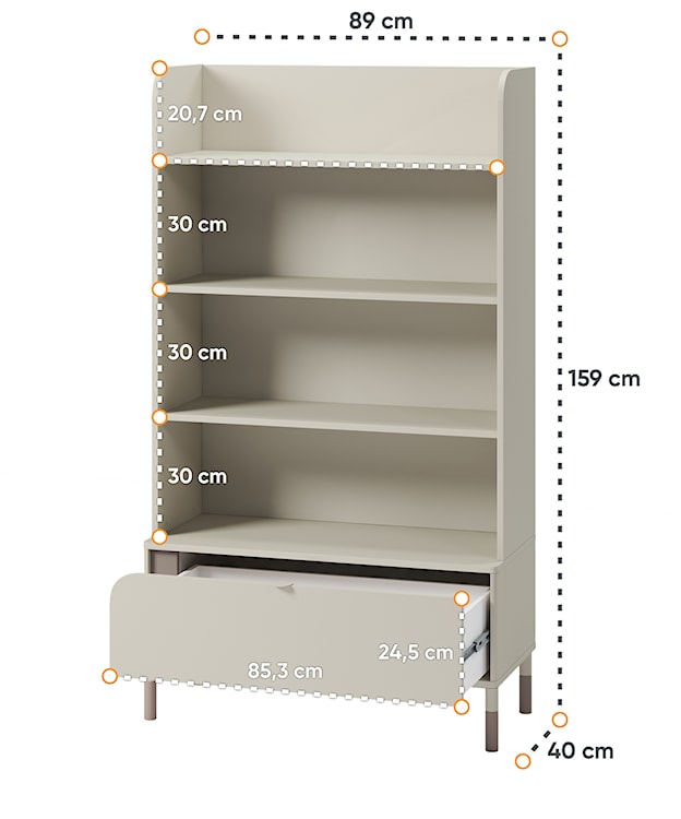 Regał Harmony z szufladą 89 cm kaszmir  - zdjęcie 8