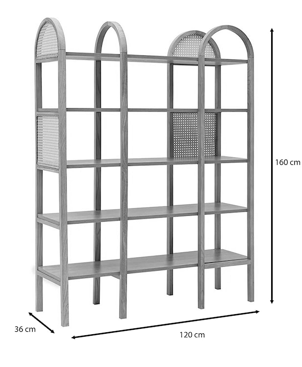 Regał Crattale 160x120 cm z rattanowymi akcentami w kolorze naturalnym  - zdjęcie 12