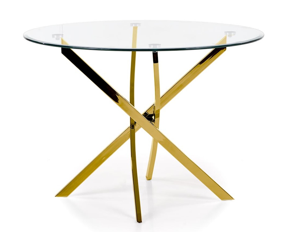 Stół okrągły Saime średnica 100 cm transparentne szkło/ złota podstawa  - zdjęcie 5