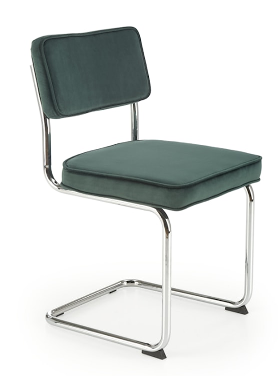 Krzesło metalowe Rerotters  z tapicerowanym siedziskiem oraz oparciem zielone  - zdjęcie 4