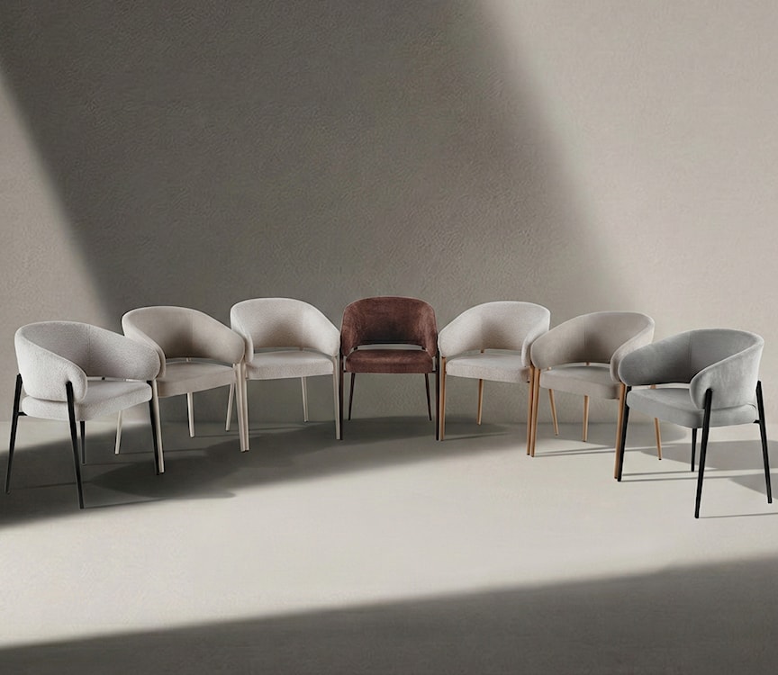 Krzesło tapicerowane Resilly beżowy szenil / nóżki dąb naturalny  - zdjęcie 2