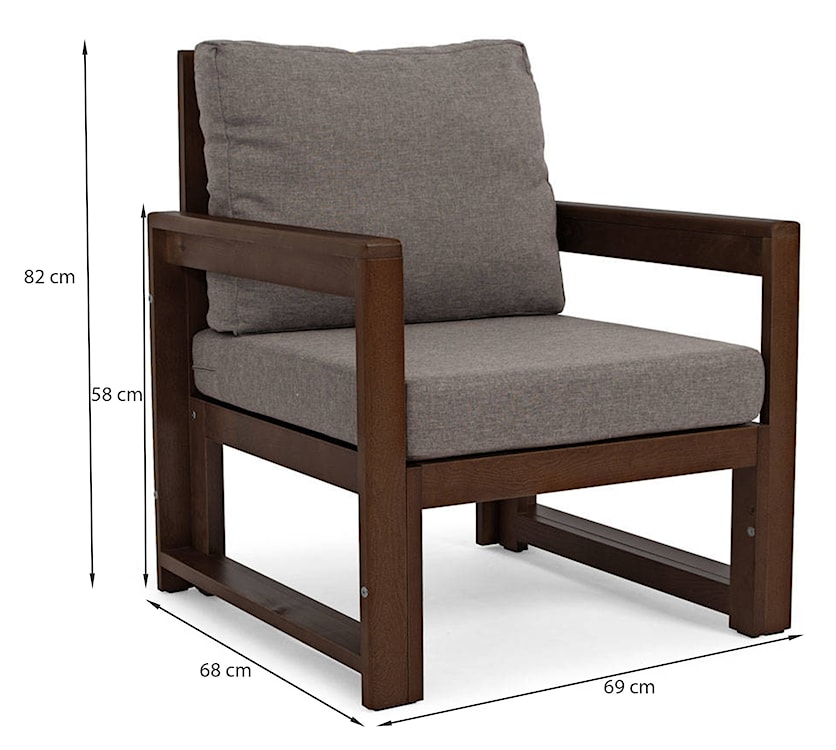Zestaw mebli ogrodowych Ritalous z sofą, dwoma fotelami i stolikiem kawowym drewniany ciemnobrązowy/grafitowy  - zdjęcie 11