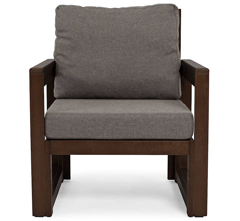 Zestaw mebli ogrodowych Ritalous z sofą, dwoma fotelami i stolikiem kawowym drewniany ciemnobrązowy/grafitowy  - zdjęcie 4