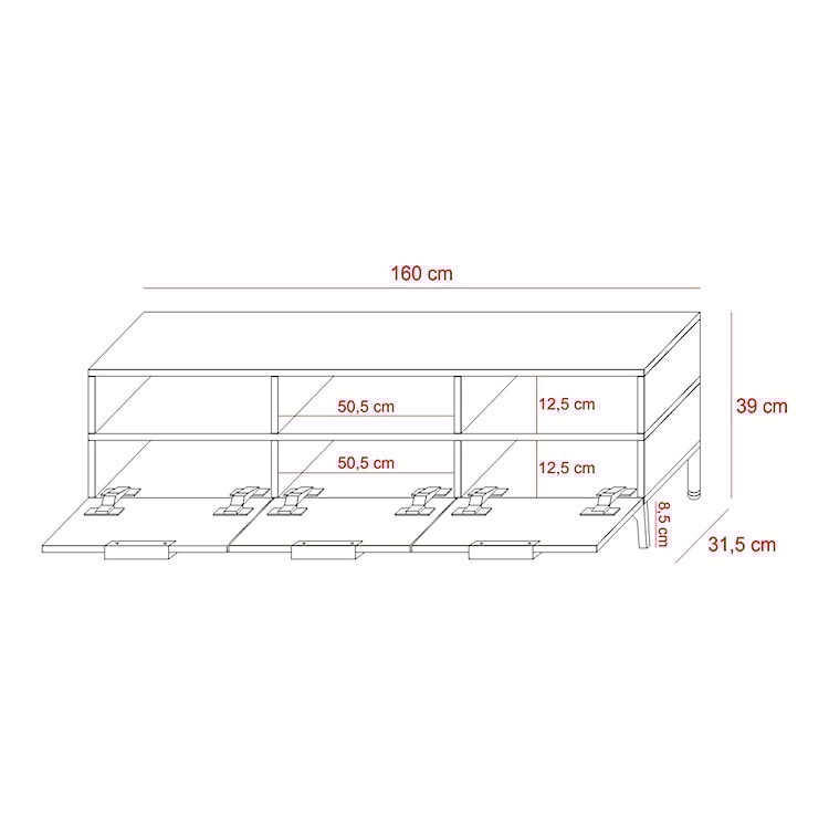 Szafka RTV Rikke 3d 160 cm Dąb naturalny / Szary mat  - zdjęcie 8