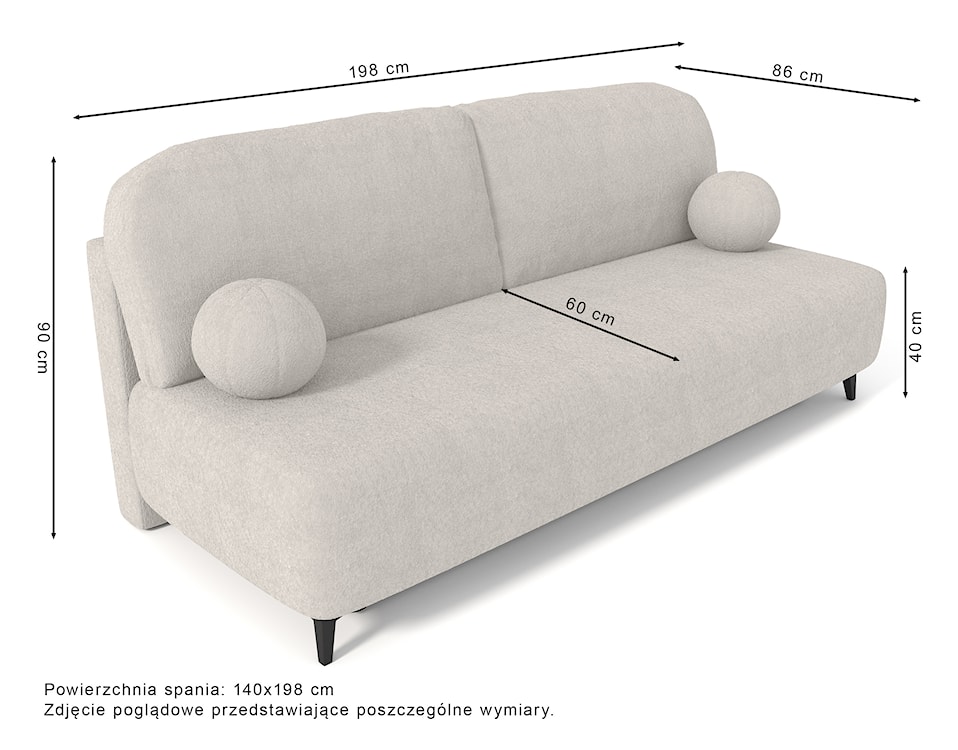 Kanapa rozkładana trzyosobowa Riossa z pojemnikiem beżowy boucle  - zdjęcie 8