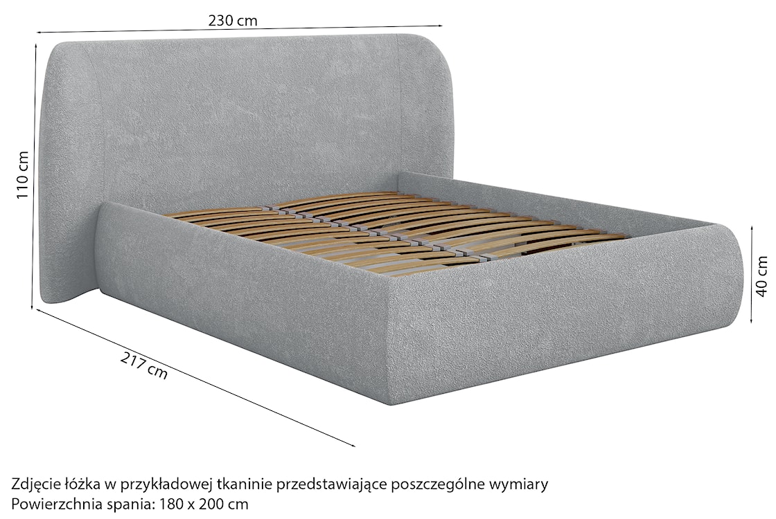 Łóżko tapicerowane 180x200 cm Rittaro z pojemnikiem szare szenil  - zdjęcie 6
