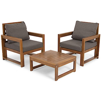 Zestaw mebli ogrodowych Ritalous z dwoma fotelami i stolikiem kawowym drewniany brązowy/grafitowy