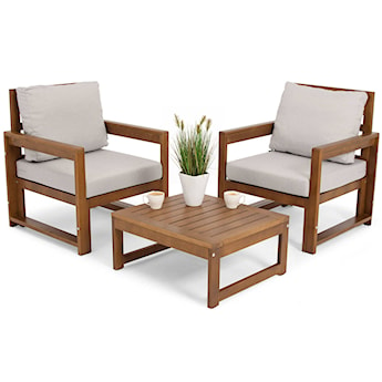 Zestaw mebli ogrodowych Ritalous z dwoma fotelami i stolikiem kawowym drewniany brązowy/jasnoszary