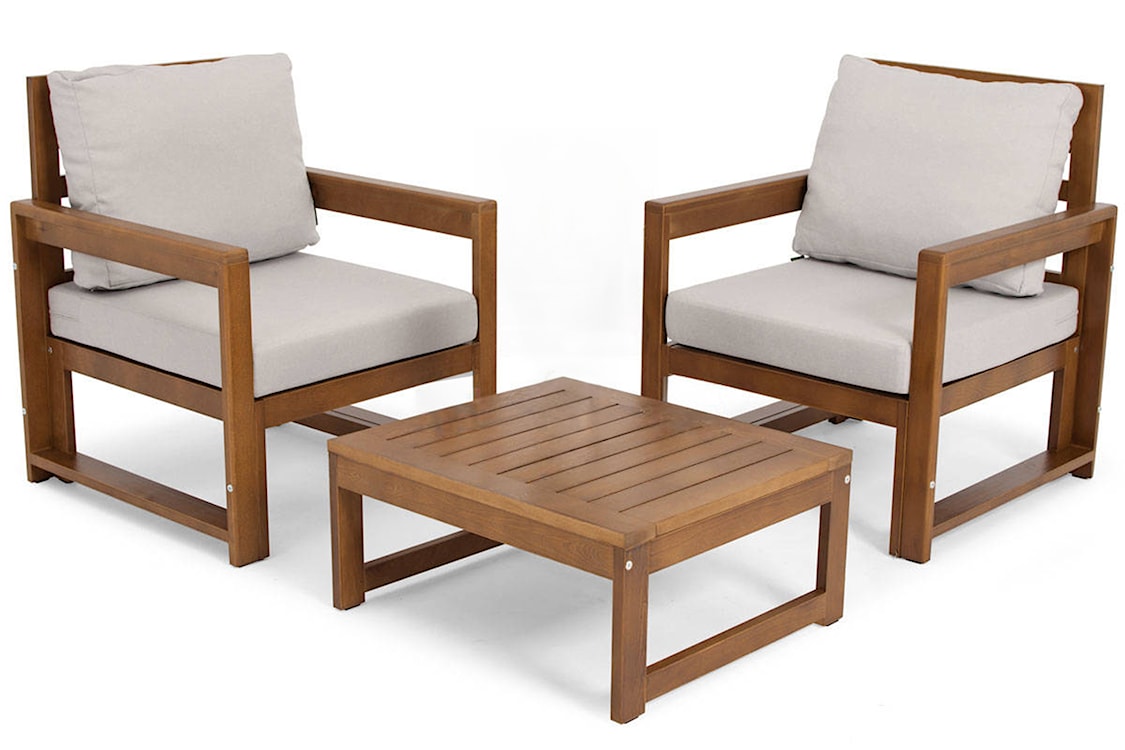 Zestaw mebli ogrodowych Ritalous z dwoma fotelami i stolikiem kawowym drewniany brązowy/jasnoszary