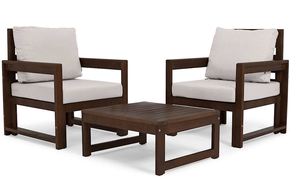 Zestaw mebli ogrodowych Ritalous z dwoma fotelami i stolikiem kawowym drewniany ciemnobrązowy/jasnoszary  - zdjęcie 2