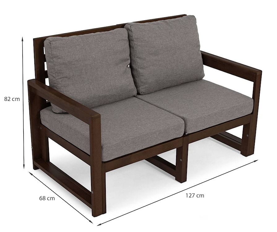 Zestaw mebli ogrodowych Ritalous z sofą, dwoma fotelami i stolikiem kawowym drewniany ciemnobrązowy/grafitowy  - zdjęcie 13