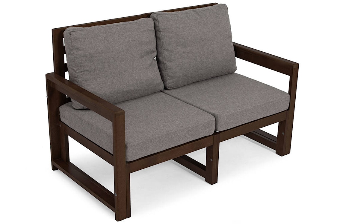 Zestaw mebli ogrodowych Ritalous z sofą, dwoma fotelami i stolikiem kawowym drewniany ciemnobrązowy/grafitowy  - zdjęcie 10