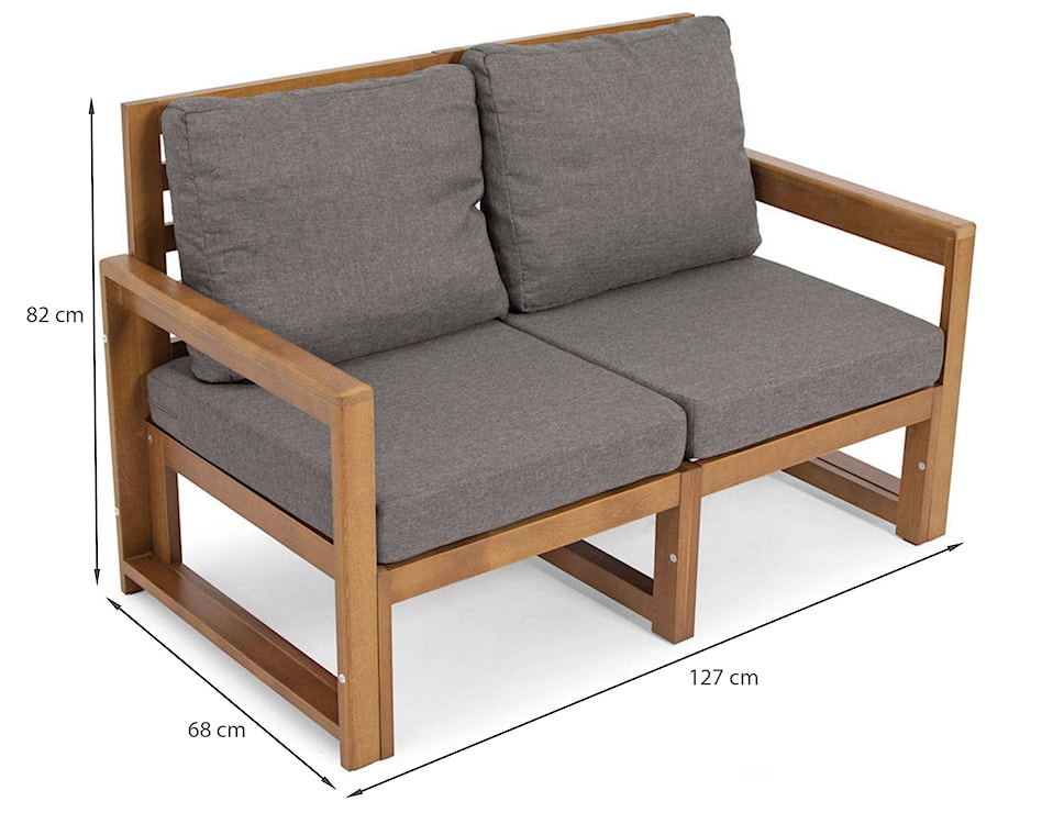 Zestaw mebli ogrodowych Ritalous z sofą, dwoma fotelami i stolikiem kawowym drewniany brązowy/grafitowy  - zdjęcie 6