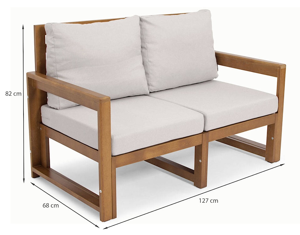Zestaw mebli ogrodowych Ritalous z sofą, dwoma fotelami i stolikiem kawowym drewniany brązowy/jasnoszary  - zdjęcie 7