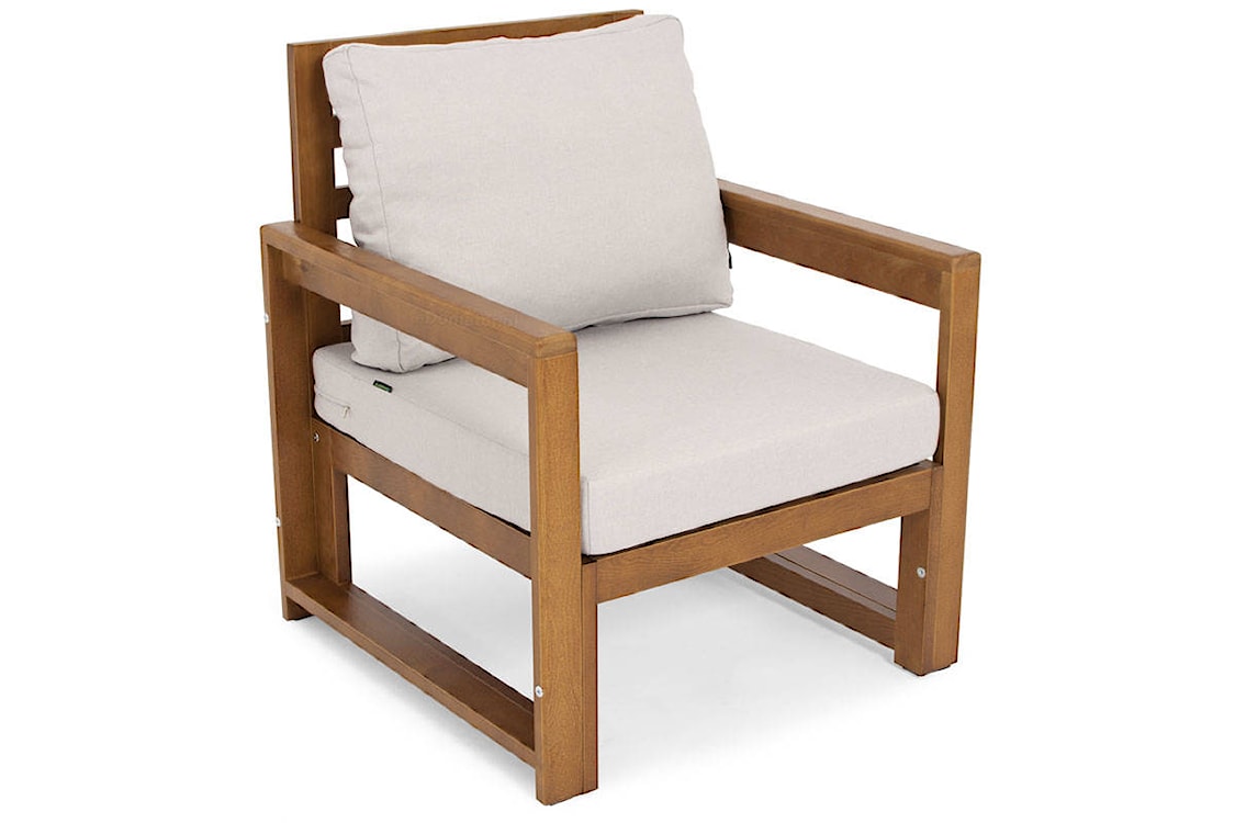 Zestaw mebli ogrodowych Ritalous z sofą, dwoma fotelami i stolikiem kawowym drewniany brązowy/jasnoszary  - zdjęcie 3