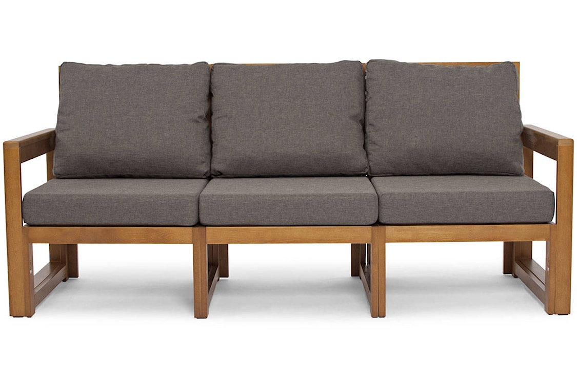 Zestaw mebli ogrodowych Ritalous z trzyosobową sofą, dwoma fotelami i stolikiem kawowym drewniany brązowy/grafitowy  - zdjęcie 6