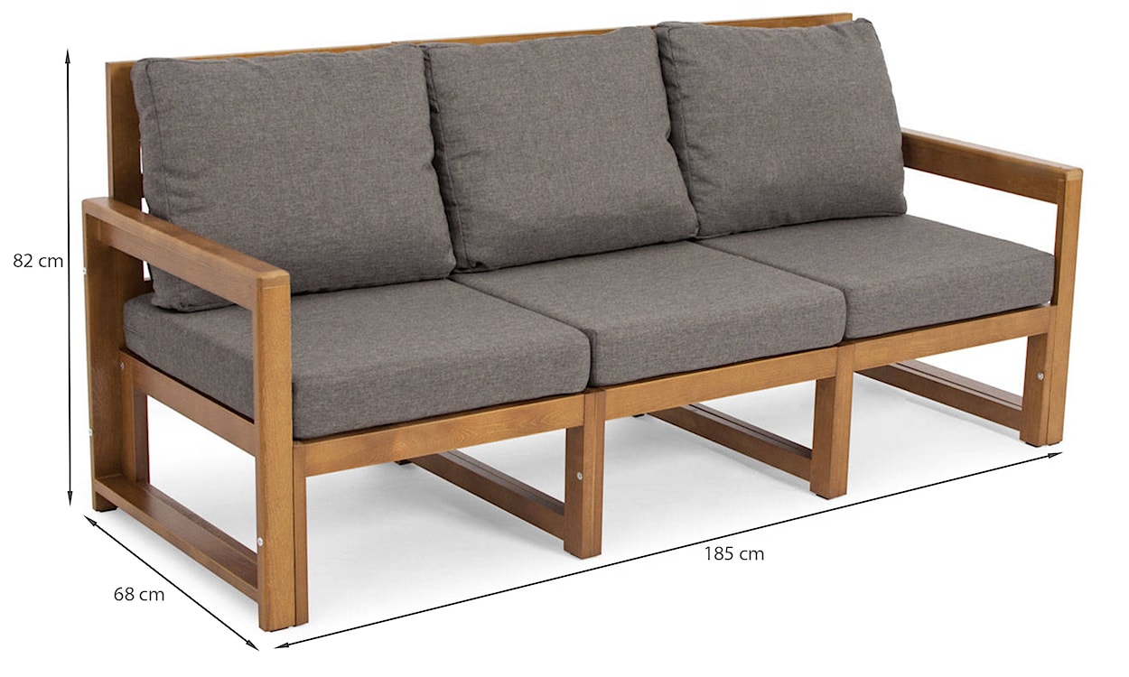 Zestaw mebli ogrodowych Ritalous z trzyosobową sofą, dwoma fotelami i stolikiem kawowym drewniany brązowy/grafitowy  - zdjęcie 7
