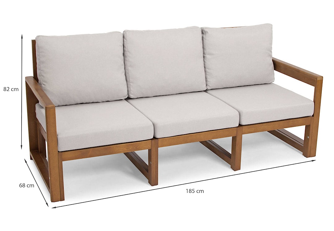 Zestaw mebli ogrodowych Ritalous z trzyosobową sofą, dwoma fotelami i stolikiem kawowym drewniany brązowy/jasnoszary  - zdjęcie 6