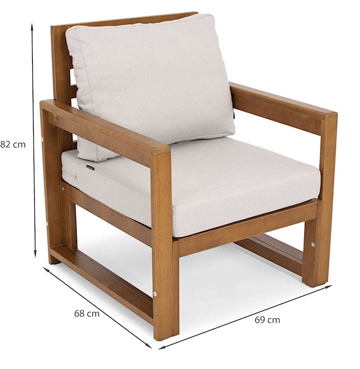 Zestaw mebli ogrodowych Ritalous z sofą, dwoma fotelami i stolikiem kawowym drewniany brązowy/jasnoszary  - zdjęcie 6