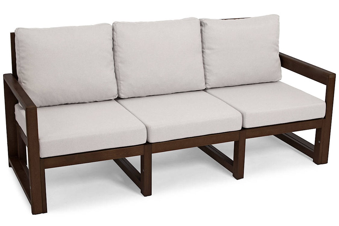 Zestaw mebli ogrodowych Ritalous z sofą, dwoma fotelami i stolikiem kawowym drewniany ciemnobrązowy/jasnoszary  - zdjęcie 3