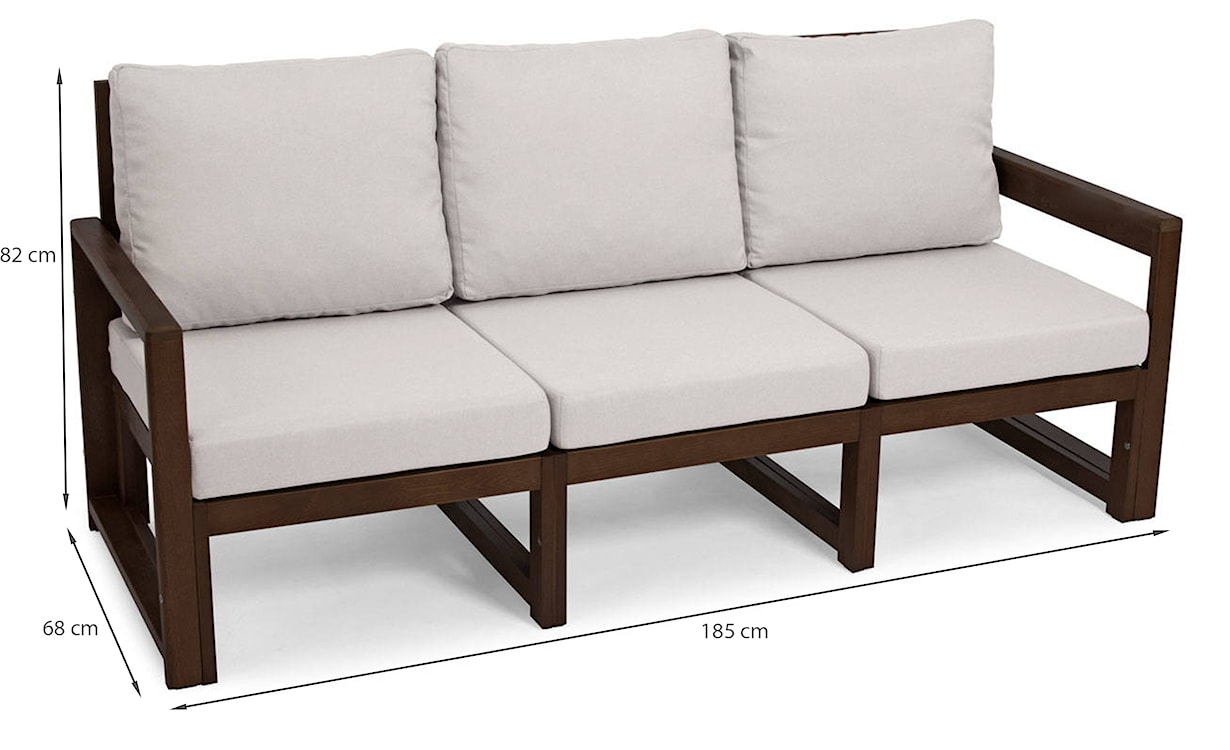 Zestaw mebli ogrodowych Ritalous z trzyosobową sofą, dwoma fotelami i stolikiem kawowym drewniany ciemnobrązowy/jasnoszary  - zdjęcie 8