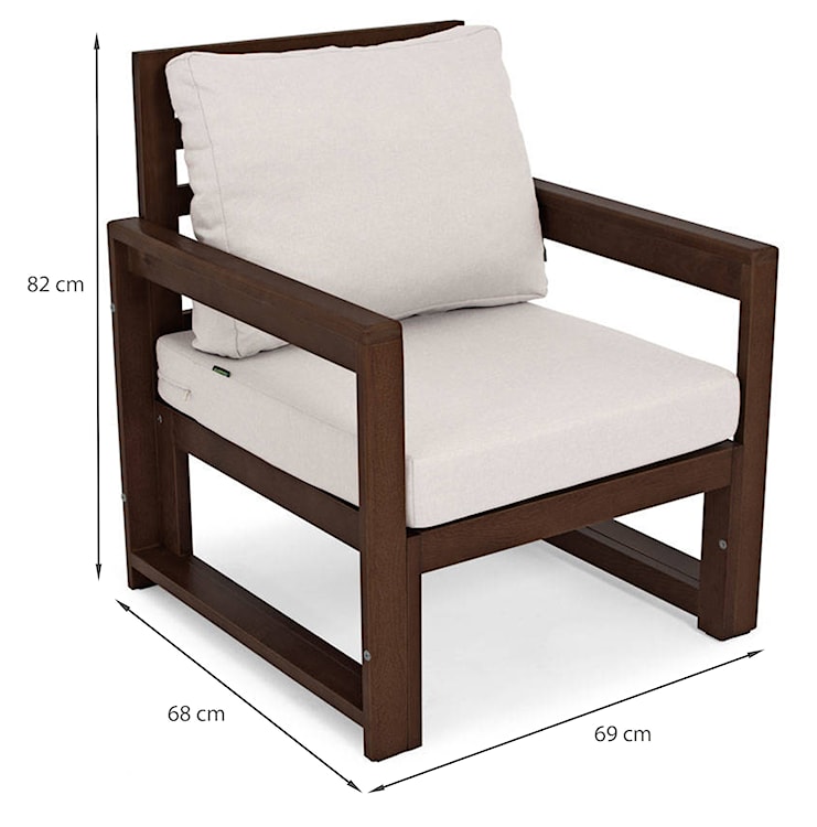 Zestaw mebli ogrodowych Ritalous z trzyosobową sofą, dwoma fotelami i stolikiem kawowym drewniany ciemnobrązowy/jasnoszary  - zdjęcie 7