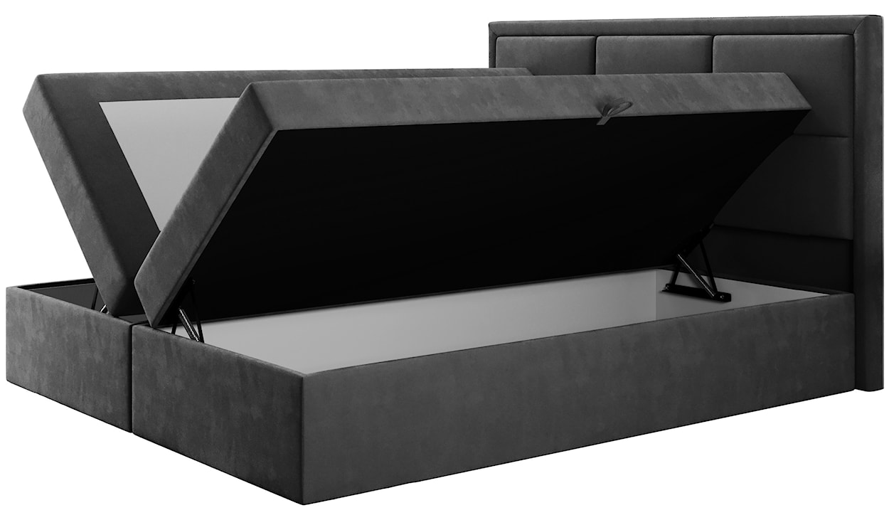 Łóżko kontynentalne 140x200 cm Rommano z materacem bonellowym i topperem ciemnoszare welur  - zdjęcie 5