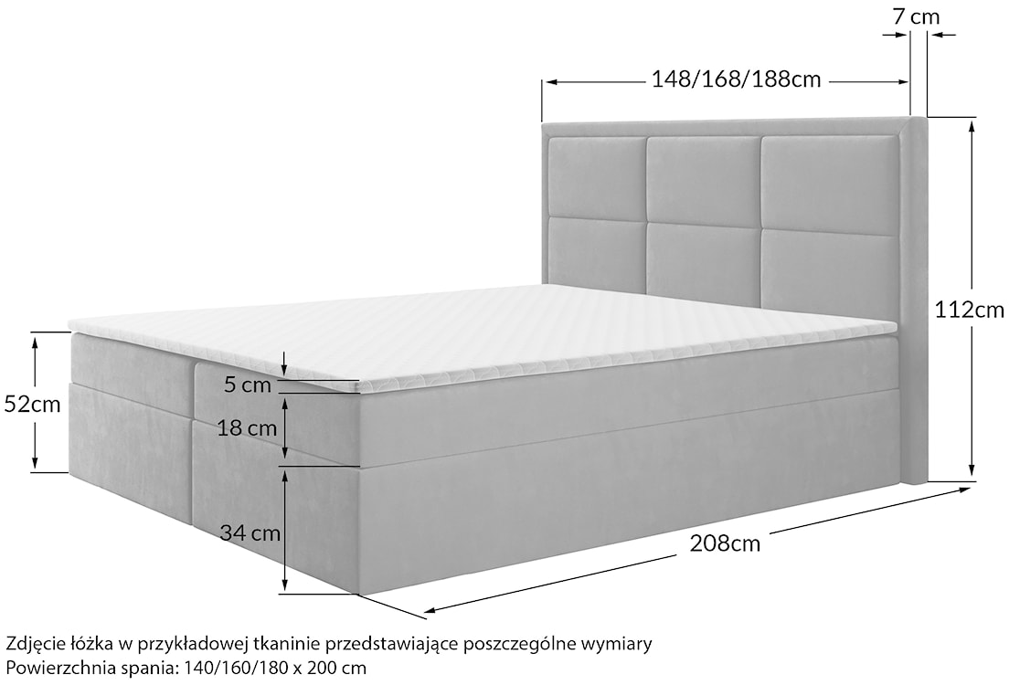 Łóżko kontynentalne 180x200 cm Rommano z materacem bonellowym i topperem butelkowa zieleń welur  - zdjęcie 6