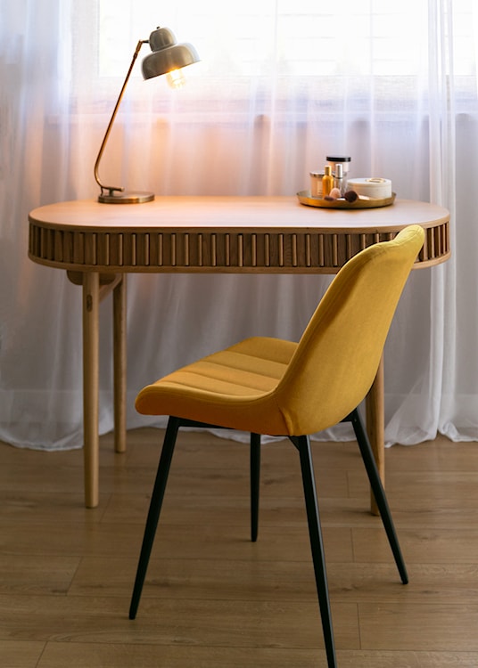 Krzesło tapicerowane Roploy musztardowy velvet  - zdjęcie 3