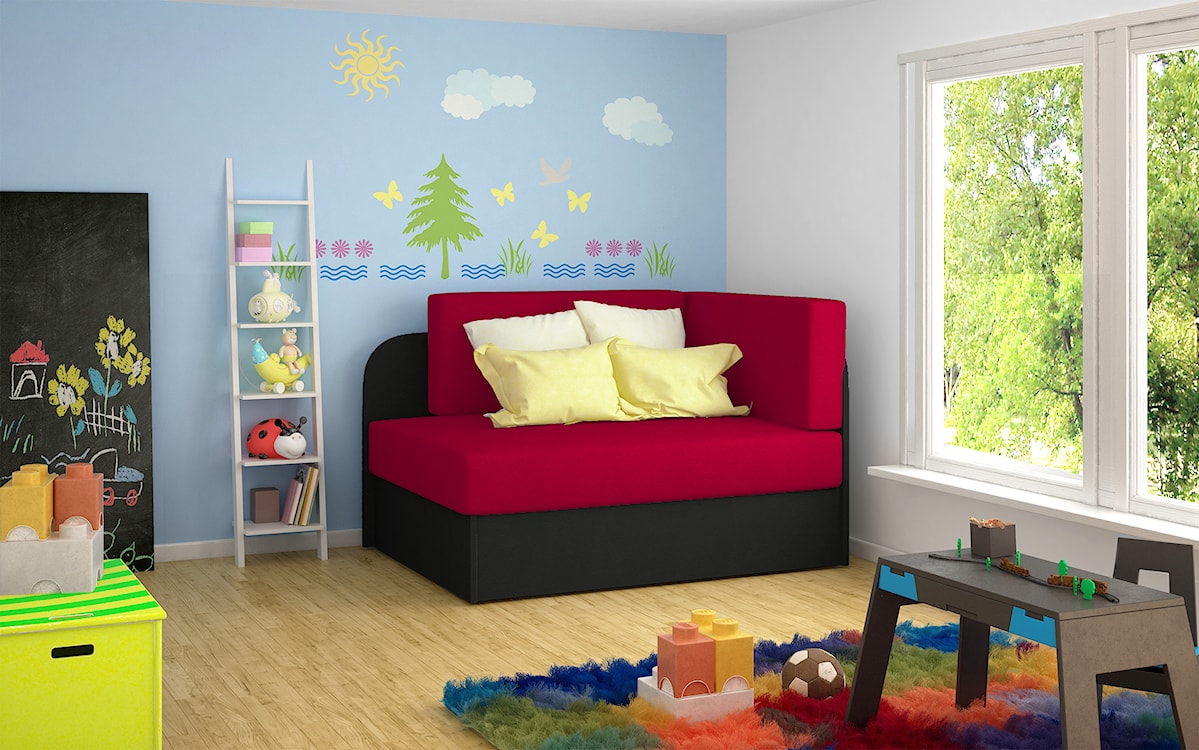 Łóżko dla dziecka Selvella z pojemnikiem czerwone/czarne  - zdjęcie 2