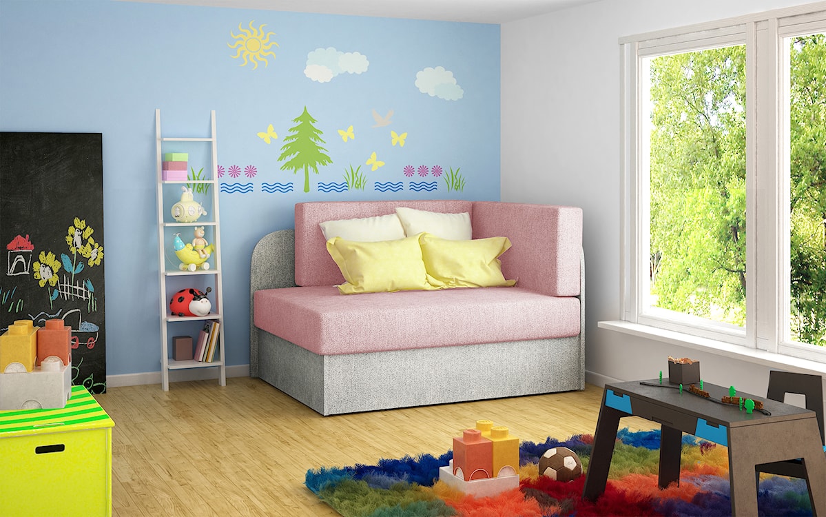 Łóżko dla dziecka Selvella z pojemnikiem różowe/szare  - zdjęcie 2