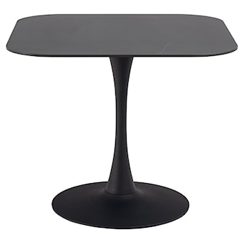 Kwadratowy stolik jadalniany Roshly czarny o marmurowym wzorze 90 cm