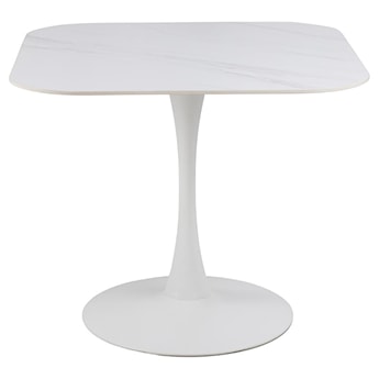 Kwadratowy stolik jadalniany Roshly biały o marmurowym wzorze 90 cm