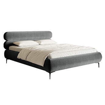 Łóżko tapicerowane 160x200 cm Roule szare welur hydrofobowy nóżki czarne