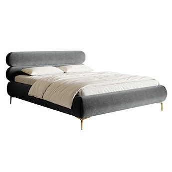 Łóżko tapicerowane 160x200 cm Roule szare welur hydrofobowy nóżki złote