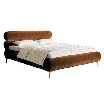 Łóżko tapicerowane 160x200 cm Roule miedziane welur hydrofobowy nóżki złote