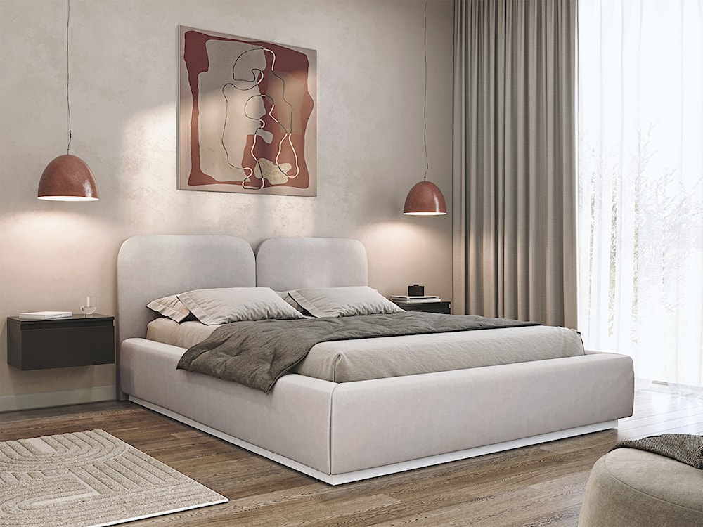 Łóżko tapicerowane 180x200 cm Comoves szarobeżowe welur  - zdjęcie 2