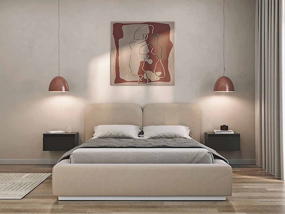 Łóżko tapicerowane 160x200 cm Comoves jasnobeżowe welur  - zdjęcie 3