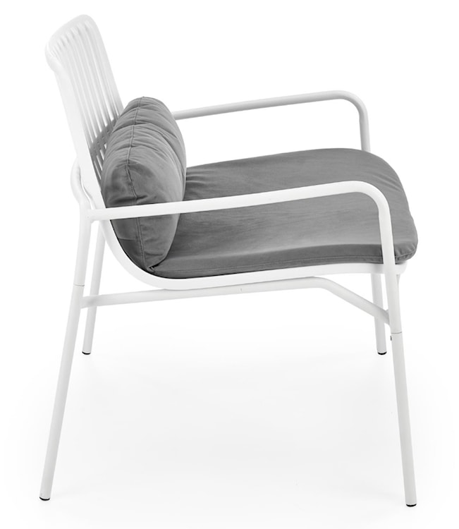 Fotel metalowy Herece biały z popielatą poduchą  - zdjęcie 8