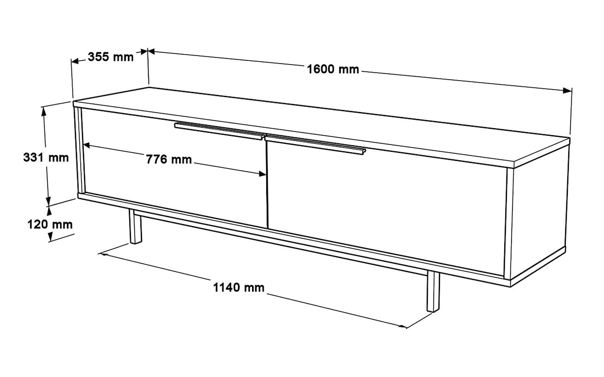 Szafka RTV Plunism 160x35,5 cm jasnobrązowa  - zdjęcie 7