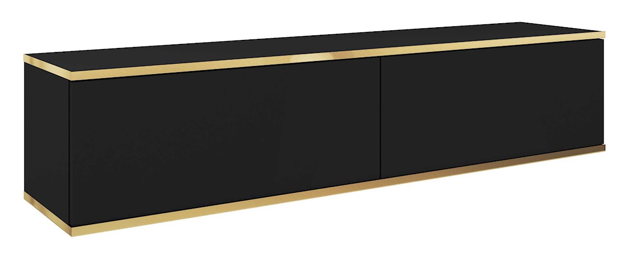 Szafka RTV Mucalma 135 cm czarna ze złotymi wstawkami 