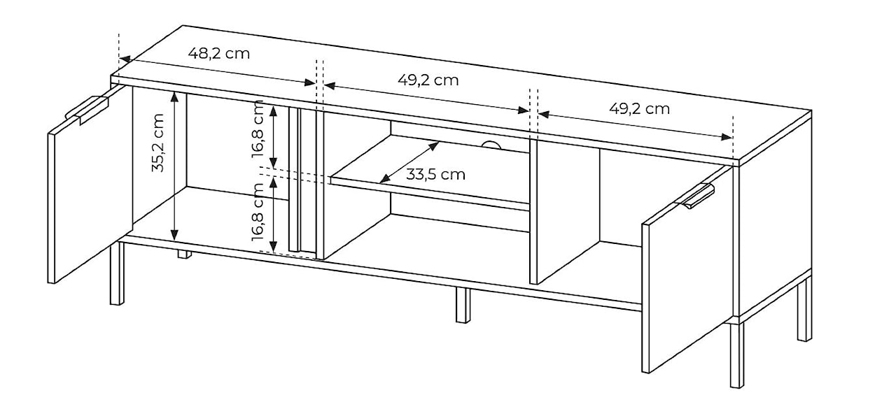 Szafka RTV Molars dwudrzwiowa 153 cm Antracyt  - zdjęcie 6