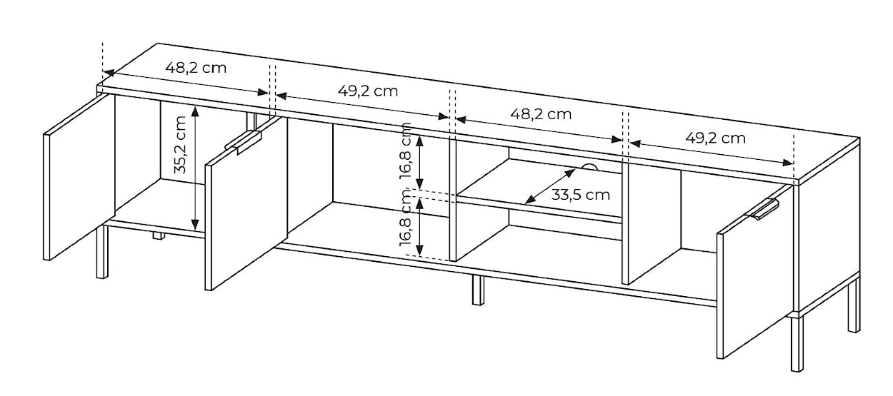 Szafka RTV Molars trzydrzwiowa 203 cm Antracyt  - zdjęcie 6