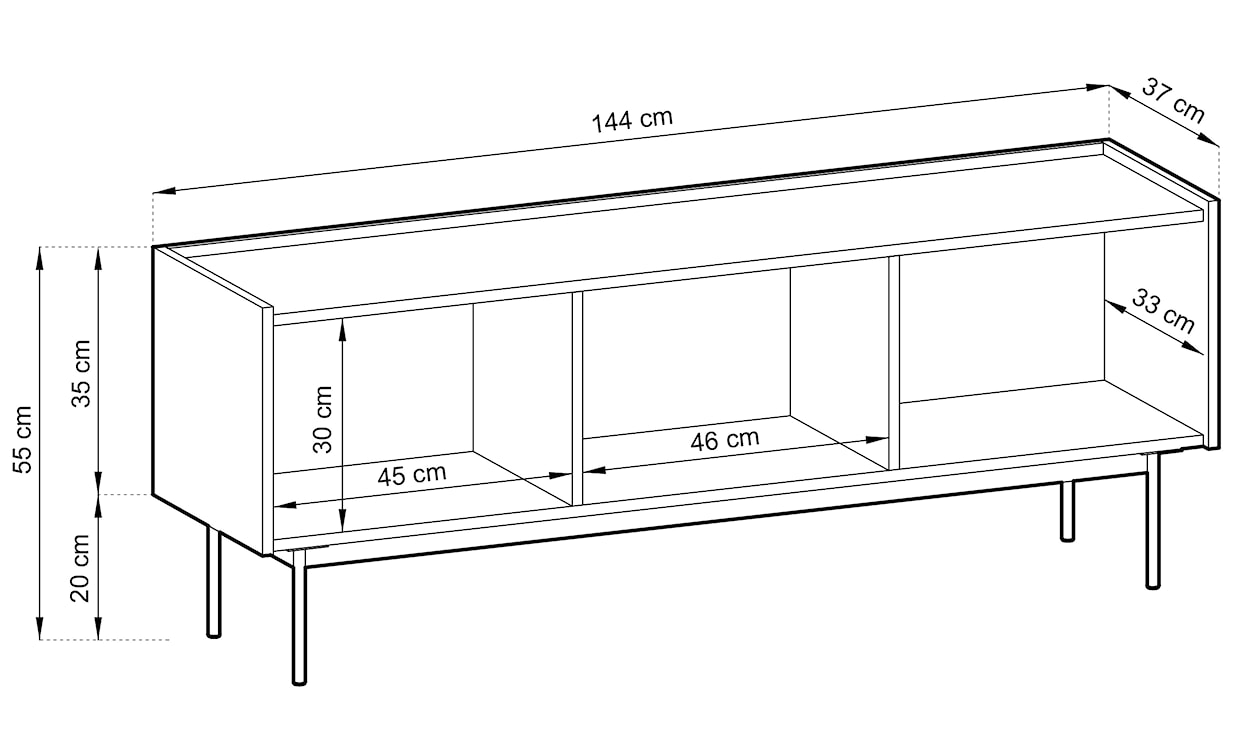 Szafka RTV Color 144 cm trzydrzwiowa Kaszmir / Dąb Linea  - zdjęcie 6