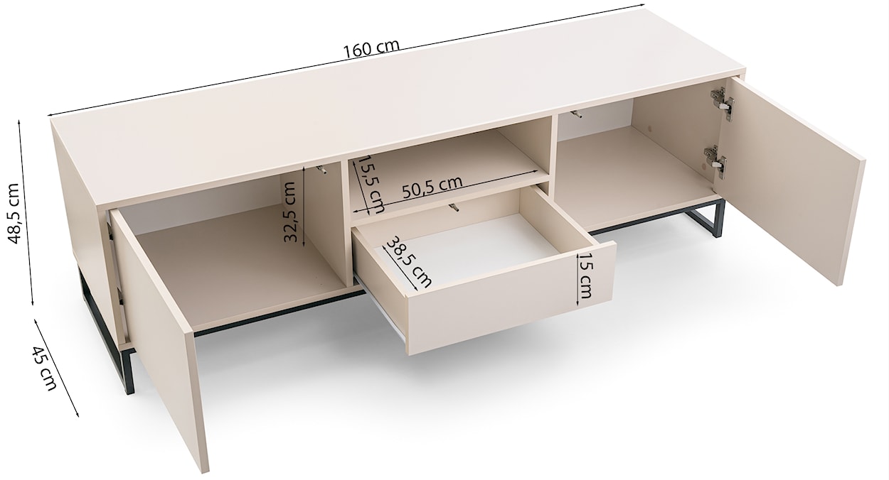 Szafka RTV Kummira 160 cm beż piaskowy  - zdjęcie 6