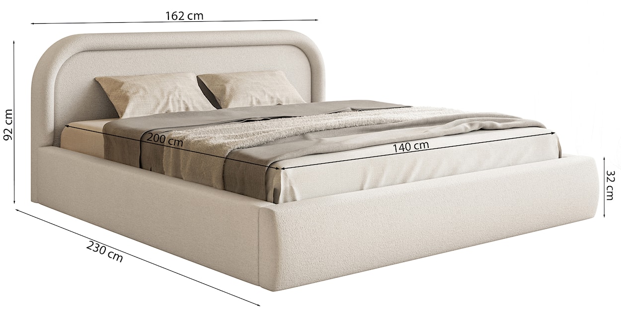 Łóżko tapicerowane 140x200 cm Ruvi z pojemnikiem szare szenil  - zdjęcie 7