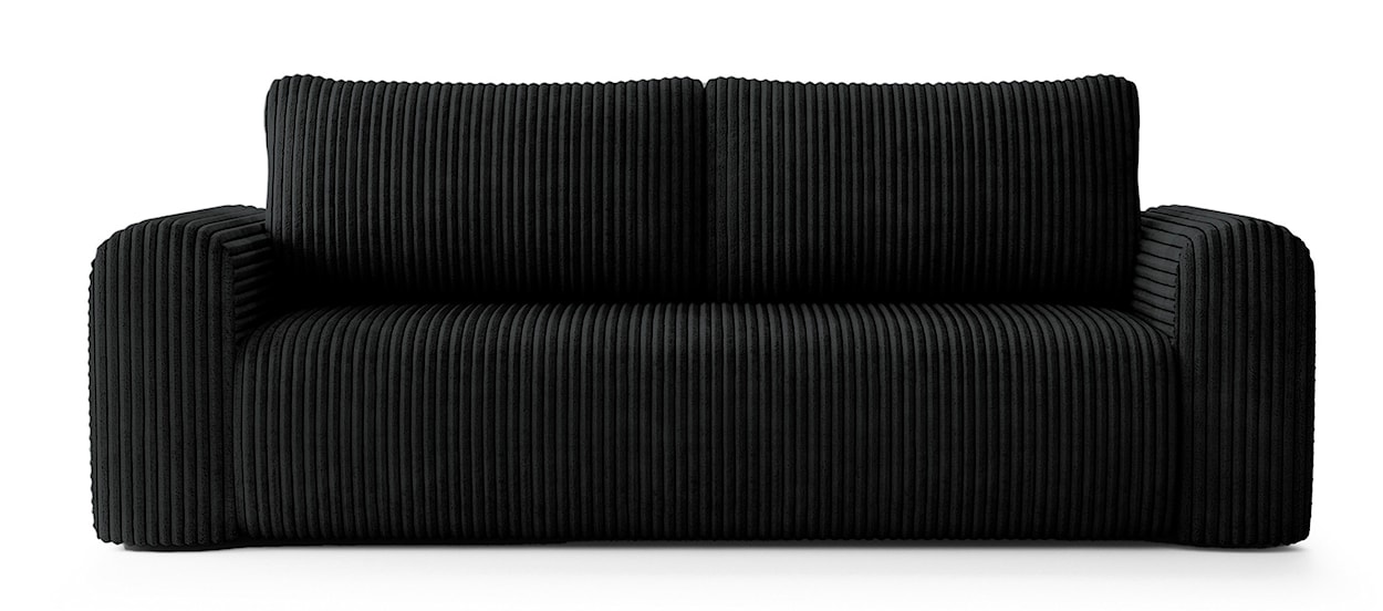 Kanapa rozkładana trzyosobowa Lelu czarna z pojemnikiem gruby sztruks  - zdjęcie 3